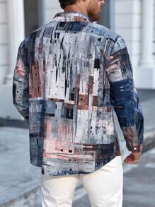 Manfinity LEGND 男士大尺碼紮染長袖襯衫 - 彩色 - 查看 2