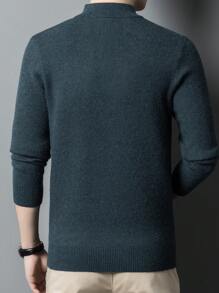 Winter Half Turtleneck Thickened Knitted Sweater With Zipper