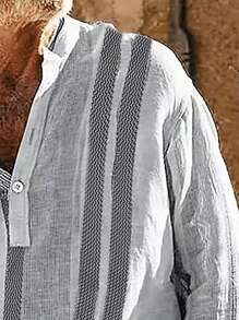 Men's Vintage Long Sleeve Striped Shirt - Multicolor - View 3