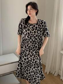 DAZY Camisón Con Estampado De Leopardo