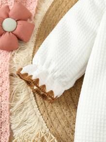 SHEIN 女嬰對比色側邊嵌條袖睡衣連髮帶