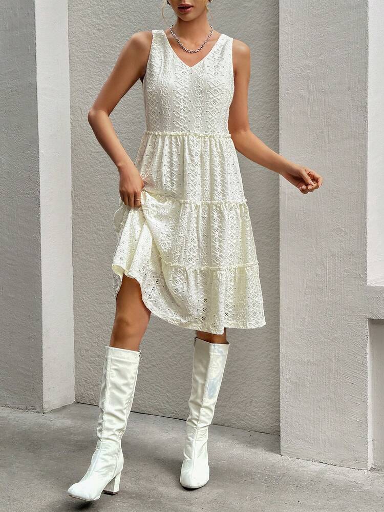 Lace & Multi-Layered Vacation Dress For Girls And Women