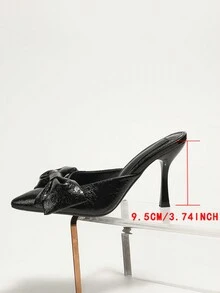 Plus Size Heels Plus Size Plus Size Women's Fashion Pointed Toe Stiletto High Heels Women's Shoes Sexy Casual Banquet Shoes Professional Work Shoes Shopping Black High Heels Closed Toe Sandals Spring And Summer Bow Floral Decoration Catwalk Shoes - Black - View 5