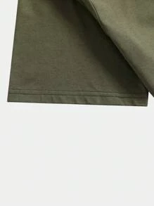 Goth 男士乌鸦标语印花圆领短袖 T 恤，适合春夏季日常穿着、学校穿着、2000 年代风格 - 軍綠色 - 查看 4