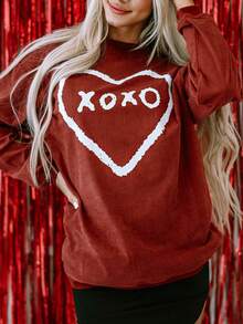 Xoxo與心形印花拉襟袖套衫 - 彩色 - 查看 3