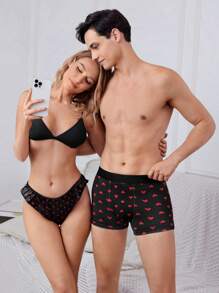 男士心型印花平口內褲