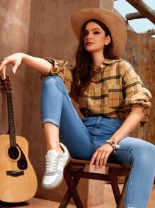 Styleloop 復古女性拼接顏色繫帶休閒運動鞋 - 灰色 - 查看 1