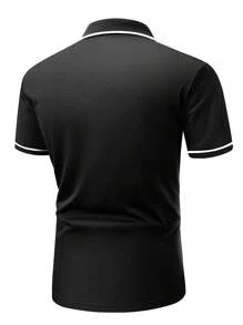 Manfinity Homme Men'S Contrast Trimmed Short Sleeve Polo Shirt - Black - View 2