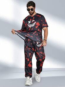 Manfinity LEGND 大尺碼男士紮染表情符號印花兩件套 - 彩色 - 查看 6