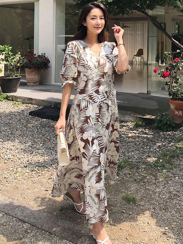 Women'S Floral Print Wrap Dress Sundress Vacation Outfits Women Dress Boho