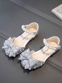 Children's Flat Shoes, Crystal Princess Shoes, Rhinestone Toe Shoes - Silver - View 1