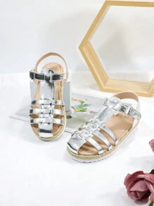 Fashionable Casual Silver Flat Sandals For Girls