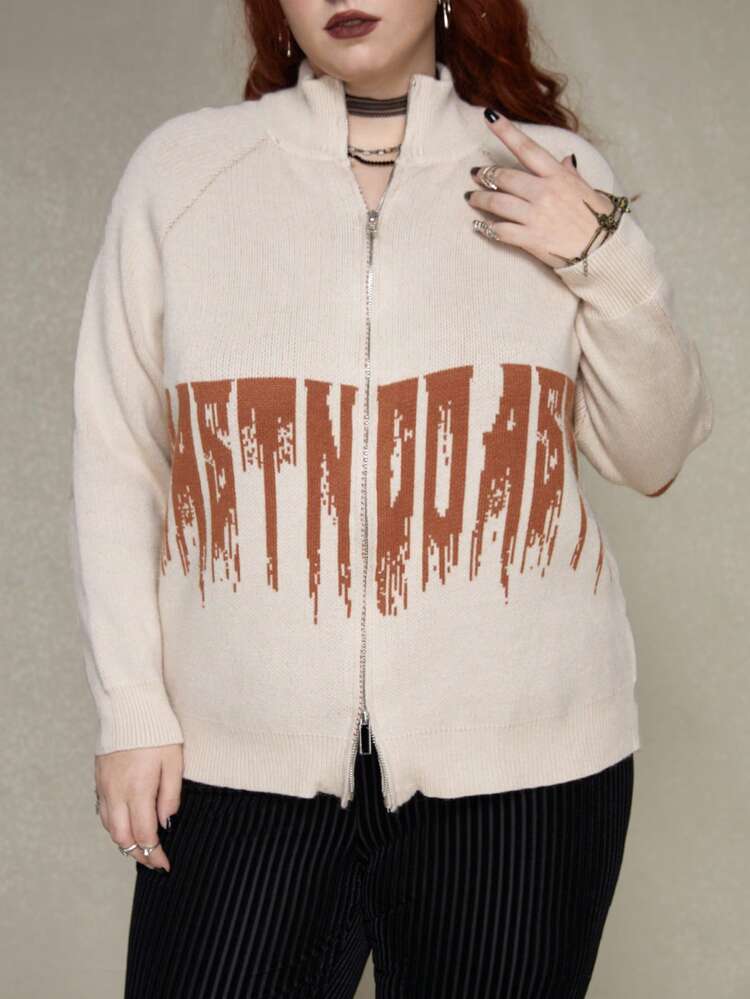 Cardigan Con Zip Monogramma Taglie Forti