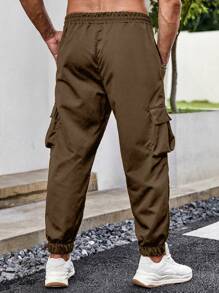 Manfinity LEGND Loose Plus Size Men's Cargo Pants - Brown - View 4