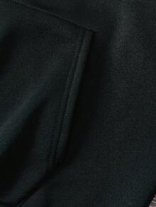 大码保暖抓绒卫衣，带口袋秋冬休闲抓绒卫衣，大码女装 - 黑色 - 查看 5