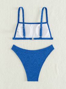 SHEIN Swim Conjunto de bikini de unicolor para mujer de verano