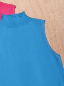SHEIN Clasi Women's Stand Collar Solid Color Knitted Top Three-Piece Set - Multicolor - View 3