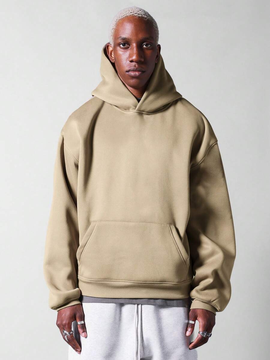 SUMWON Regular Fit Essential Overhead Hoodie - Khaki - View 1
