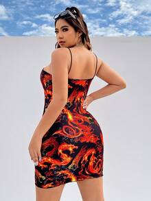 SHEIN Coolane 女性加大码龍印花背心裙 - 彩色 - 查看 2