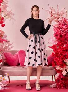 Thiếu niên cô gái Màu thuần Khâu Love Đầm - trắng - Xem 4