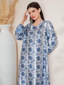 Al Najma Váy kiểu Ả Rập tay áo lồng in toàn thân dành cho nữ - Nhiều màu - Xem 3