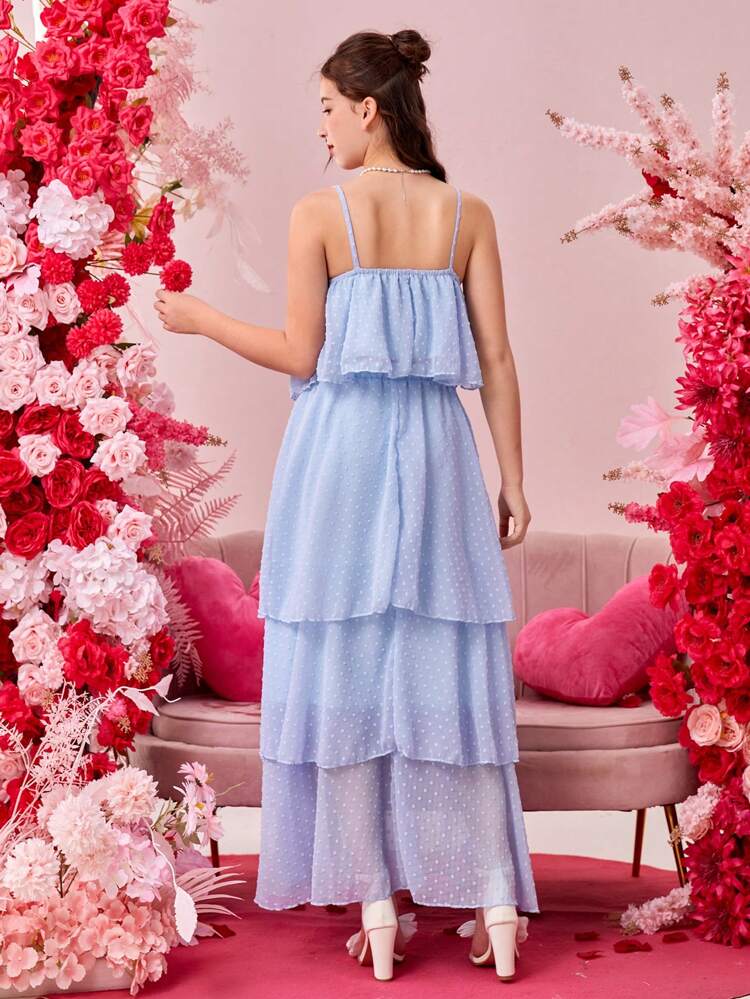 Teenagers (Female) Casual Elegant Cami Top Cake Skirt Two-Piece Set