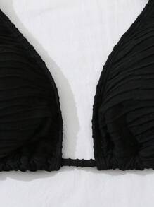 Swim Vcay 大碼2入組素色後背繫帶吊脖三角杯比基尼上衣 - 黑色 - 查看 3