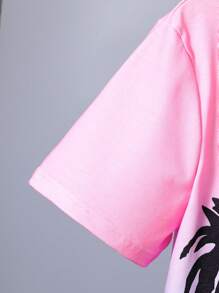 SHEIN Explorewe Teen Boy Palm Tree Printed Ombre Short Sleeve T-Shirt And Shorts Set - Multicolor - View 8