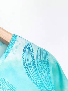 EMERY ROSE Plus Dragonfly Print Top & Pants - Baby Blue - View 5