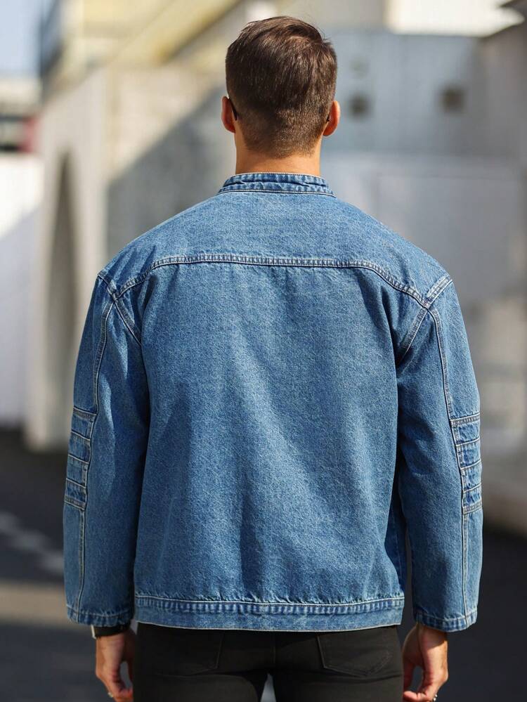 Loose Men's Zipper Front Denim Jacket