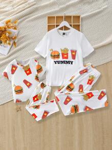 Toddler Boys' French Fries Printed Homewear Outfit, Sold Separately, Can Be Paired With Mommy & Me Matching Outfits - White - View 1