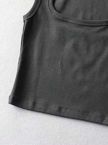 INAWLY Của phụ nữ Màu thuần Vòng cổ Không tay Áo vest - Nhiều màu - Xem 4