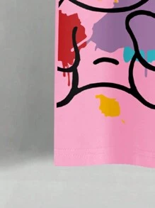 Manfinity Homme Men's Cartoon Letter Print T-Shirt, 2000s Style - Pink - View 5