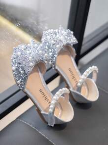 Children's Flat Shoes, Crystal Princess Shoes, Rhinestone Toe Shoes - Silver - View 3