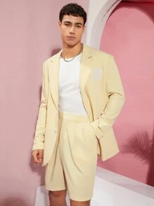 Manfinity Unisex Loose Fit Men's Woven Leisure Suit, 2pcs/Set