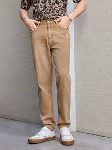 Manfinity VCAY 男士無彈常規中腰休閒風格牛仔鉛筆褲