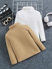 Boys' Casual And Comfortable English Pattern High-Neck Knitted Long-Sleeved T-Shirt - Multicolor - View 2