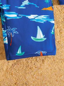 SHEIN 少男休閒全印花緊身泳衣 - 彩色 - 查看 6