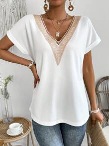 SHEIN LUNE Women's Bat Short Sleeve T-Shirt - White - View 1