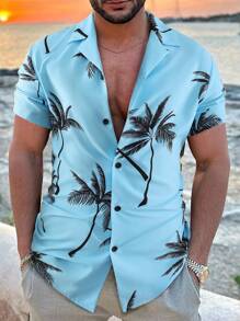 Manfinity RSRT Men's Coconut Trees Printed Short Sleeve Shirt - Multicolor - View 1