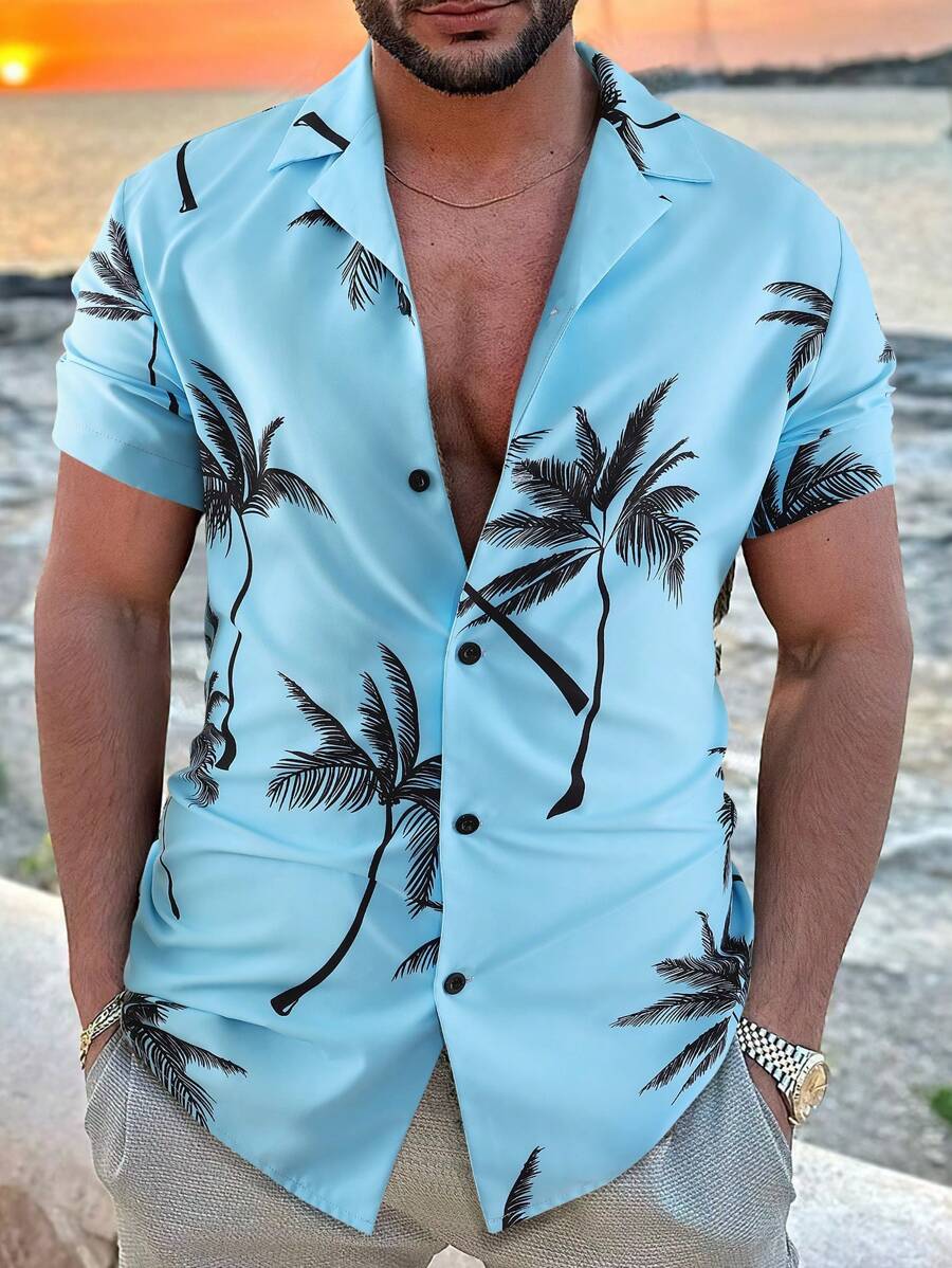 Manfinity RSRT Men's Coconut Trees Printed Short Sleeve Shirt - Multicolor - View 1