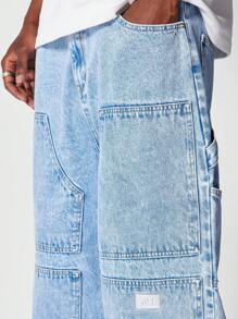 SUMWON Quần jean rộng thùng thình thợ mộc - Màu xanh lam - Xem 5