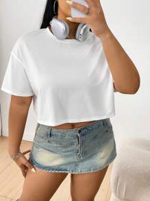 Flirla 女性加大碼短tee,帶有有趣字母