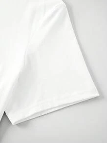 Men's Casual Chess & Letter Print Round Neck Short Sleeve T-Shirt - White - View 5