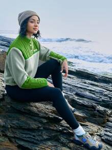 In My Nature 女式對比釦半面保暖戶外羊毛衫 - 彩色 - 查看 4