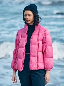 In My Nature 冬季拉链夹棉大衣 - 粉色 - 查看 6