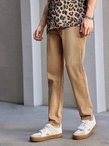 Manfinity VCAY 男士無彈常規中腰休閒風格牛仔鉛筆褲