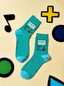 ADVENTURE TIME X SHEIN 4 Pairs/Set Women's Cartoon Graphic Crew Socks, Gifts
