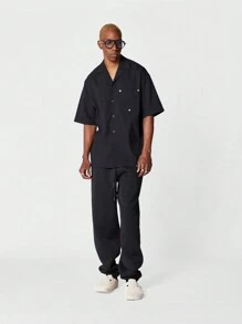 SUMWON 带口袋和铆钉的 Revere 领衬衫 - 黑色 - 查看 3