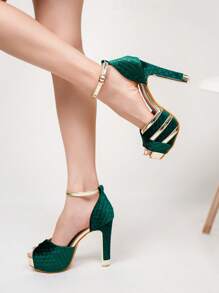 Women's Unique Shape High Heel Waterproof Platform Fashion Versatile Party Event Pumps